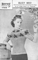 vintage fair isle knitting patternwith bees