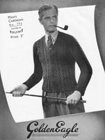 vintage knitting pattern for mens cable cardigan 1940s