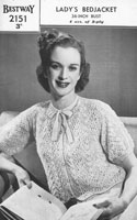 vintage ladies bed jacket knitting pattern 1940s