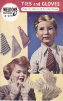 vintage knitting pattern for boys ties and girls gloves 1950s