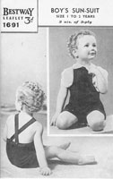 vintage knitting pattern for baby sun or swim suit