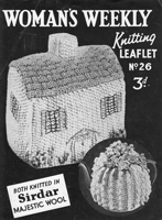 vintage house shaped tea cosy knitting pattern from 1940s