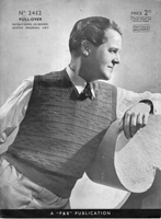 vintage mens slip over or tank top knitting pattern from 1930s to fit 39 inch chest