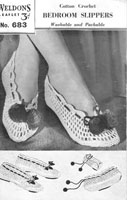 vintage lacy bedroom travel slippers crochet pattern 1940s weldons 683