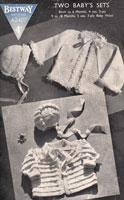 vintage Bestway A2407 baby knitting pattern for matinee jackets and bonnets from 1940s