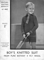 vintage boys suit knitting pattern from 1930s  