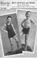 vintage boys swin suit knitting pattern 1930s