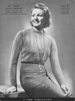 ladies twinset knitting pattern from 1930s