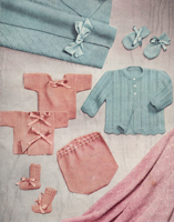 baby underwear and cover set knitting pattern from 1950s knitted in 3ply