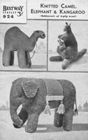 vintage 1940 toy knitting pattern kangaroo elephant camel bestway