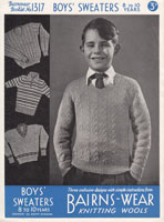 boys selection of jumpers to knit from 1940s knitting pattern vintage