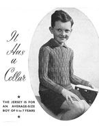vintage boys collared jumper knitting pattern from 1940s
