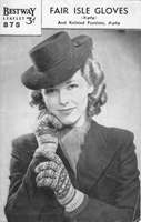 ladies vintage knitting pattern from 1940 for fair gloves