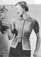 vintage ladies trimmed jacket knitting pattern 1935
