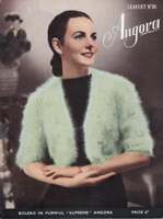 vintage late 1940s angora bolero knitting pattern