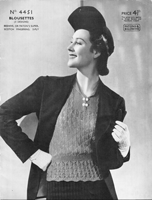vintage ladies blousette knitting pattern 1930s