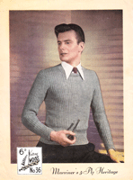 vintage mens rib jumper knitting pattern from 1940s 