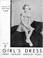vintage girls dress knitting pattern from 1930s