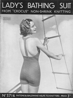 vintage patosn knitting pattern for ladies bathing suit 1930s