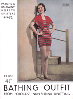 vintage ladies bathing suit knitting pattern from 1950s in colour