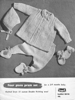 vintage baby pram set knitting pattern form 1940s