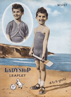 Vintage swim suit sun suit knitting pattern for boys child children kids 1940s
