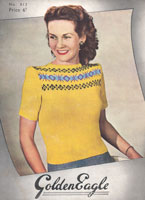 vintage ladies jumper knitting pattern from 1940s Golden Eagle 813