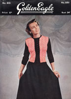 golden eagle 881 ladies knitting pattern for fair isle cardigan and skirt 1940s