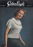 vintage ladies fair isle yoke jumper knitting pattern from 1940s from golden eagle 898
