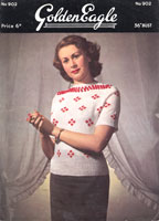 vintage ladies jumper knitting pattern for fair isle k=jumper from 1950s golden eagle 903