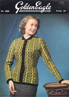 golden eagle 909 ladies fair isle fitted jacket from 1940s knitting pattern