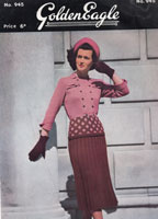 vintage ladies suit knitting pattern from golden eagle 945 from late 1940s