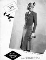 ladies suit knitting pattern from 1930s 34 inch bust