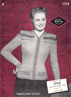 ladies fair isle jacket knitting pattern from late 1930s