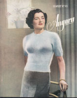 vintage ladies angora knitting pattern from 1940s