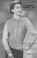 vintage ladies jumper cardigan knitting pattern from 1950s