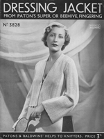 vintage ladies bedjacket knitting pattern patons 3828 1930s 
