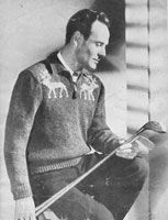 vintage bestway knitting pattern reindeer 1940's mens