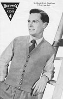 vintage bestwaywaistcoat knitting pattern 1940's