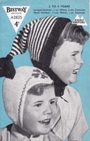 vintage babies hats knitting pattern fair isle stripe 1950s