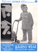 baby out door set knitting pattern from 1930s