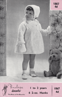 vintage toddlers coat and bonnet knitting pattern from 1940s penelope 1867