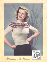 vintage ladies fair isle yoke knitting pattern for ladies 1940s