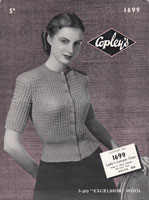 copley 1940s jumper coat or cardigan knitting pattern copley 1699