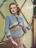 vintage ladies angora knitting pattern for jumper from 1930s