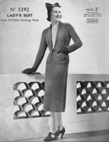 vintage ladies suit knitting pattern from 1930s patons 3392