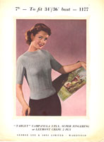vintage ladies jumper knitting pattern from 1950s
