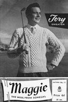 vintage mens v neck aran sweater 1950s