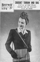 ladies turban and bag crochet pattern 1940s