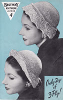vintage ladies hat knitting pattern 1940s